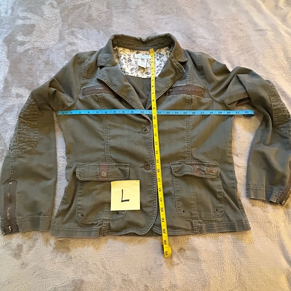 Point zero khaki green brown jacket zippers pockets ready Size L - Picture 10 of 10